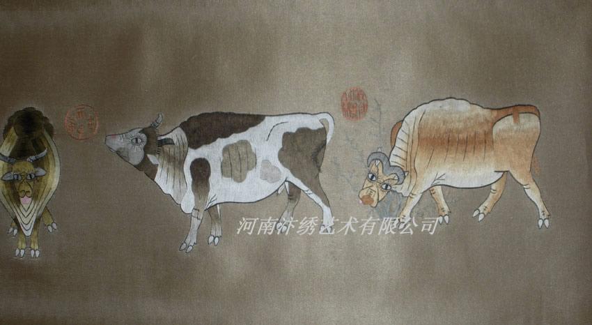 汴绣《五牛图》(qndw)