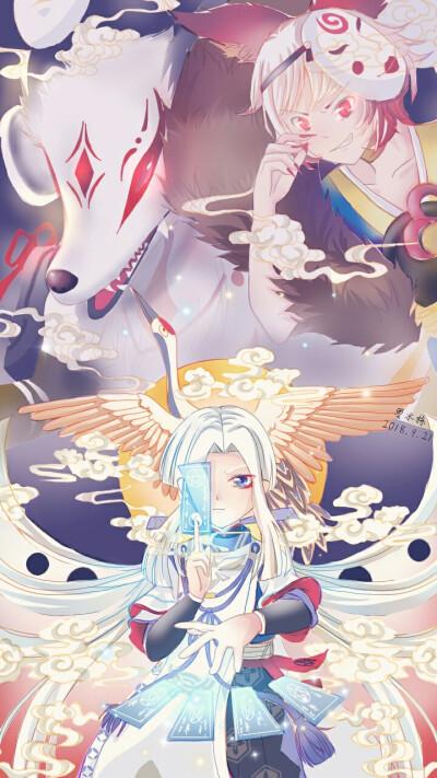 周年庆纪念自己出了白藏主,拿到了少年晴明皮肤(所以这幅画就是后来我