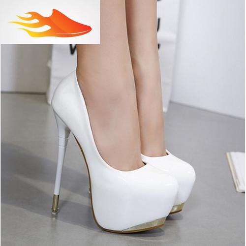 fishbasket18cm恨天高性感超高跟鞋细跟15公分夜店黑色防水台16cm单鞋