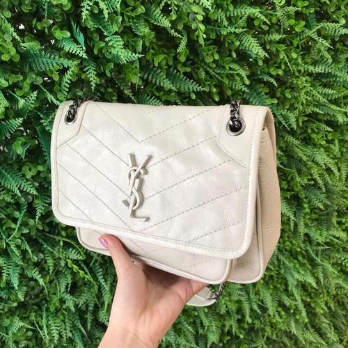 伊夫·圣罗兰白色小号niki流浪包单肩斜挎包