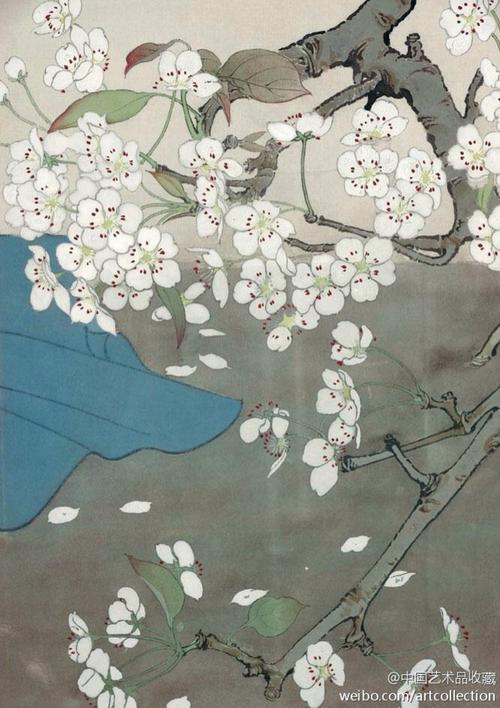 工笔画#【 何家英 《落英》 】绢本设色,90.5×350cm,1993年作.