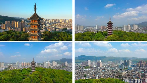 航拍温州瑞安隆山塔4k宣传片素材