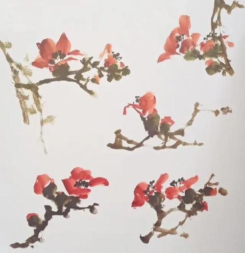 写意木棉花画法步骤国画教程