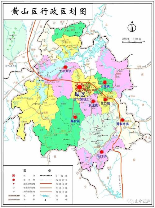 从黄山区的山峰水系地理分布上看,黄山区南部有黄山山脉,北部为九华