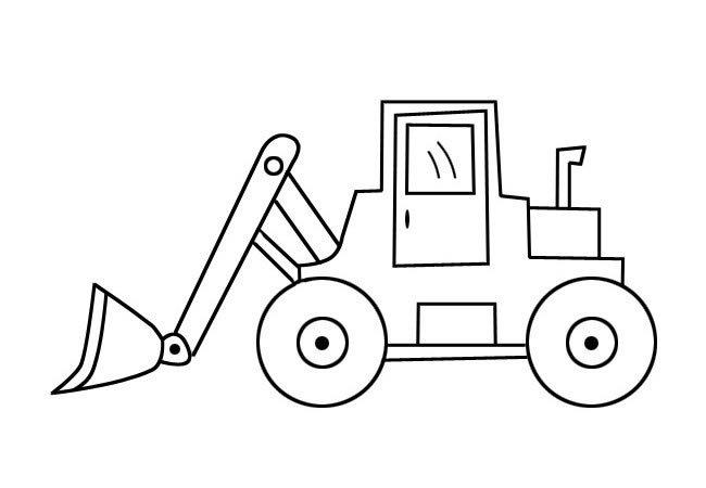 挖土机和推土机简笔画图片素材