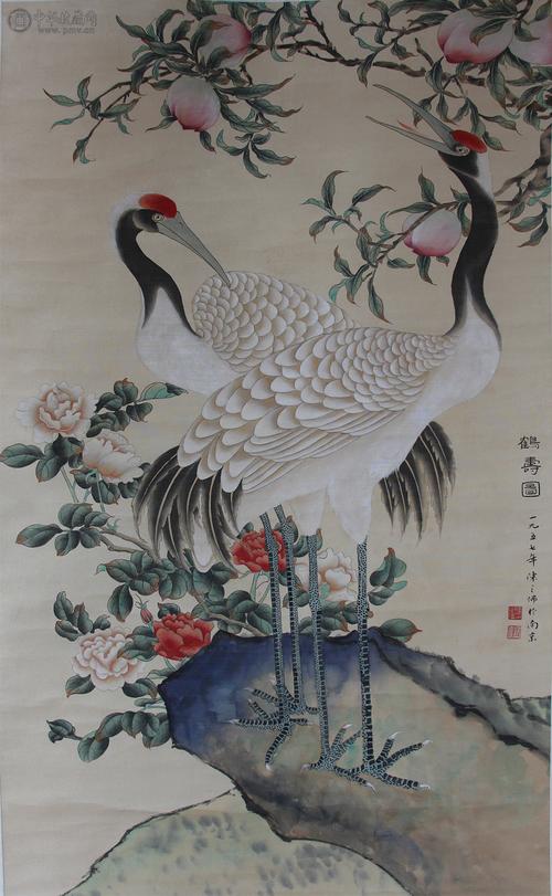 陈之佛《鹤寿长春图》114x68cm