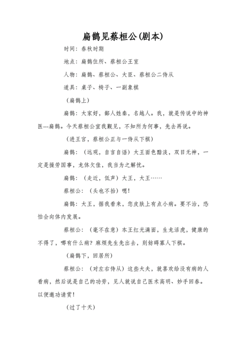 网站首页 海量文档 文学/历史/军事/艺术 戏剧艺术扁鹊见蔡桓公剧本.