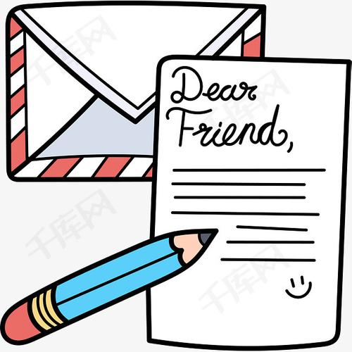 卡通手绘信封写信矢量图案卡通信封写信笔友回信手绘