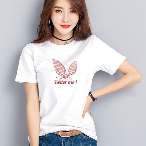 宿夕100纯棉2021夏季新款印花圆领短袖t恤女视频