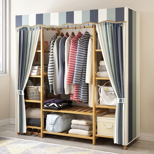 简易衣柜布实木家用闪电客卧室简约女生宿舍衣橱经济型单人出租房用