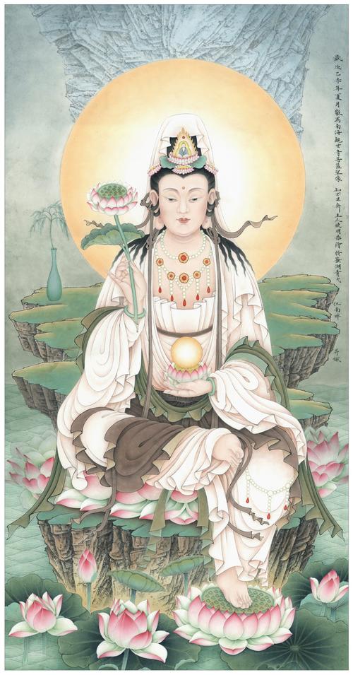 【新作】李晓明《工笔佛像观音》,附多张局部图及绘制