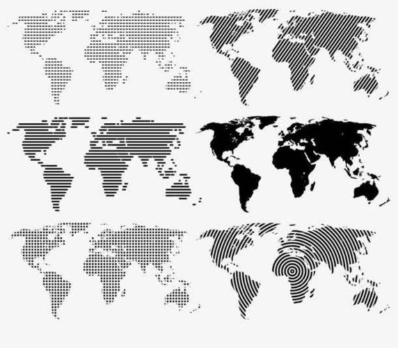 点线面黑白世界地图