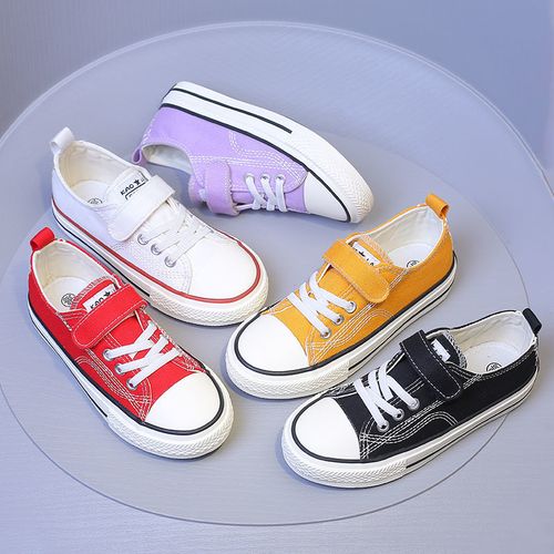 儿童帆布鞋春秋新款男女童高低帮板鞋女童时尚百搭透气ins风童鞋