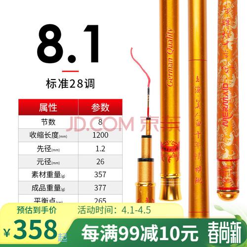 1212上海美人鱼十年情旗舰版28调碳素鱼竿手杆轻硬钓鱼竿81米十年情