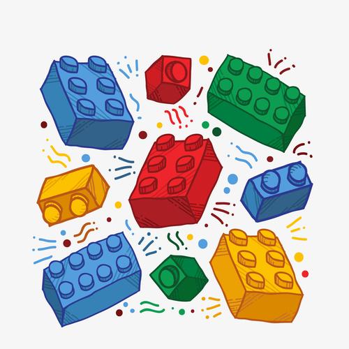 彩色乐高积木块无缝背景矢量图免抠素材免费下载_觅51
