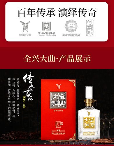 老八大名酒年货送礼全兴大曲润15白酒52度纯粮酿造浓香型高度白酒整箱