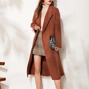 出口源单纯手工手缝100羊毛双面呢子大衣女中长款冬季毛呢外套