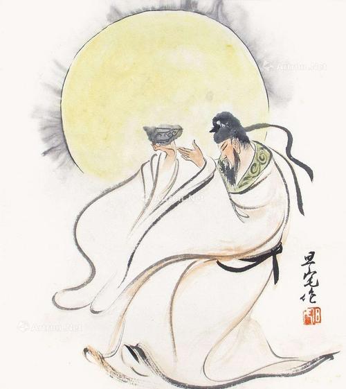 名家国画"举杯邀明月"