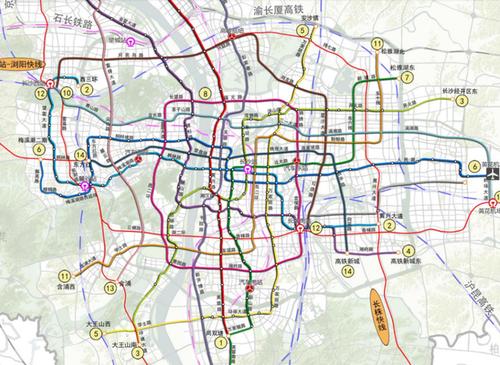 (长沙轨道交通规划图,仅供参考)