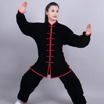 服秋冬金丝绒太极服女加厚不倒绒太极拳练功服男秋冬中老年武术表演