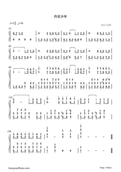 丹尼少年- danny boy双手简谱预览-eop在线乐