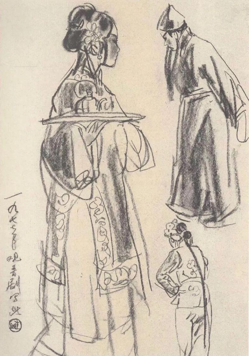 顾生岳速写恰同学少年风华正茂