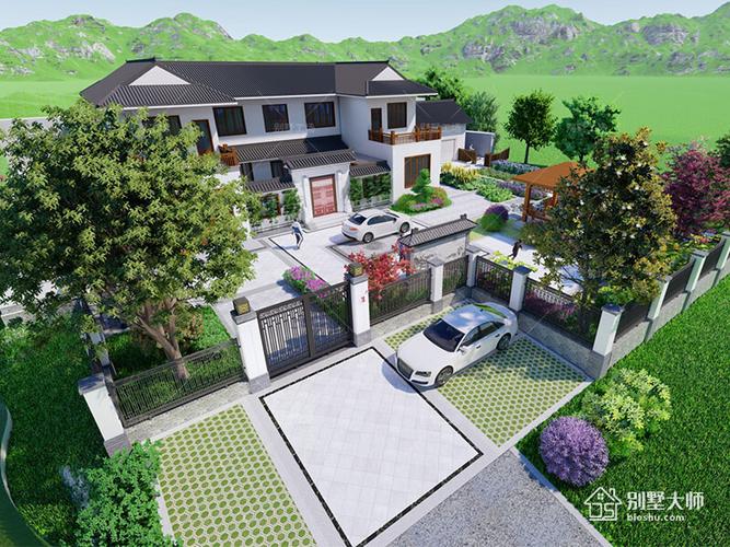 中式庭院设计效果图,苏式农家小院清新自然