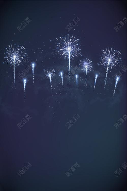 蓝色矢量节日星空烟花背景素材