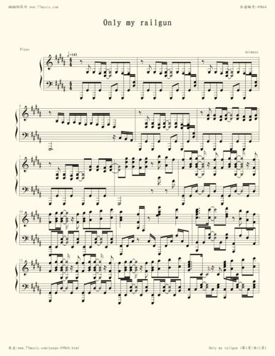 钢琴谱onlymyrailgunanimenz原版