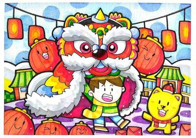 儿童画 新年