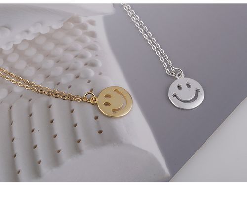 s925纯银emoji表情项链女简约韩国短款吊坠男女饰品 一件代发