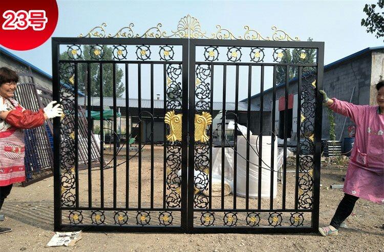 锌铁合金别墅铁艺庭院门大门双开门花园农村庭院防盗子母对开客厅