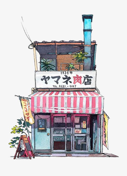搜图中国提供独家原创手绘日式肉铺房子下载,此素材图片已被下载32次