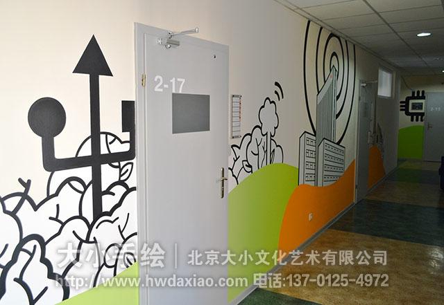 色彩艳丽互联网公司走廊创意墙绘