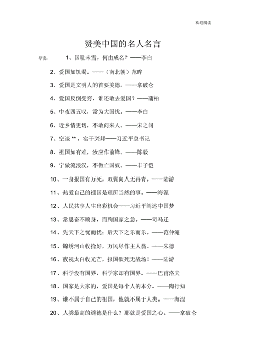 赞美中国的名人名言.docx 8页