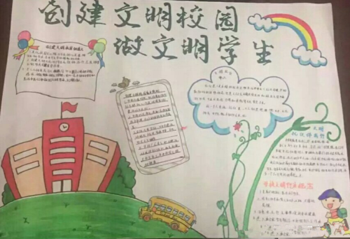创文明校园做文明学生手抄报的画