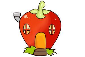 草莓屋简笔画步骤图