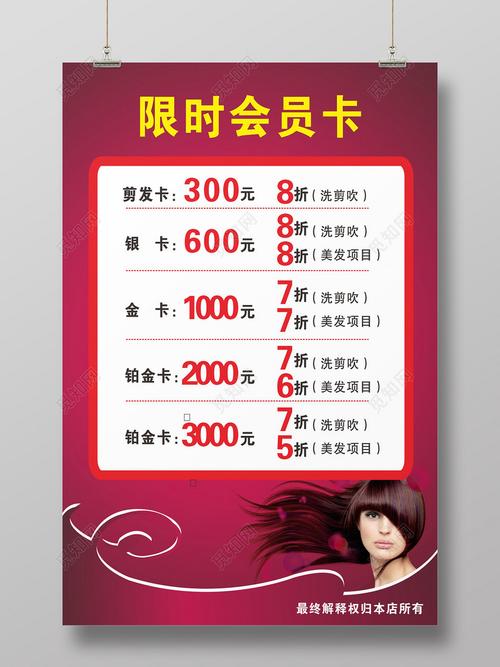 美发发廊限时会员卡活动促销推广海报