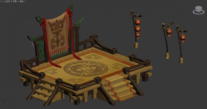 木质.擂台,舞台,表演台 建筑 写实场景 游戏