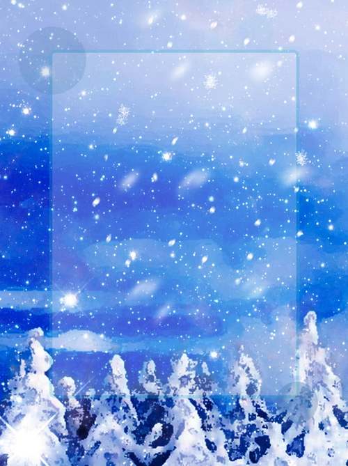 唯美冬季雪花梦幻蓝色简约背景