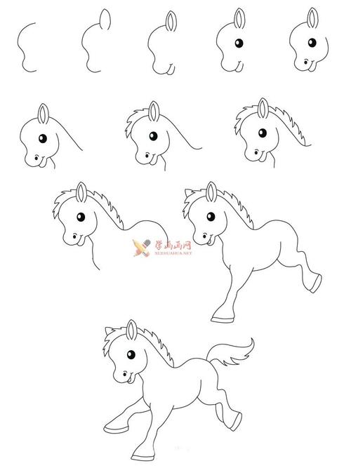 怎么画马简笔画小马驹的画法