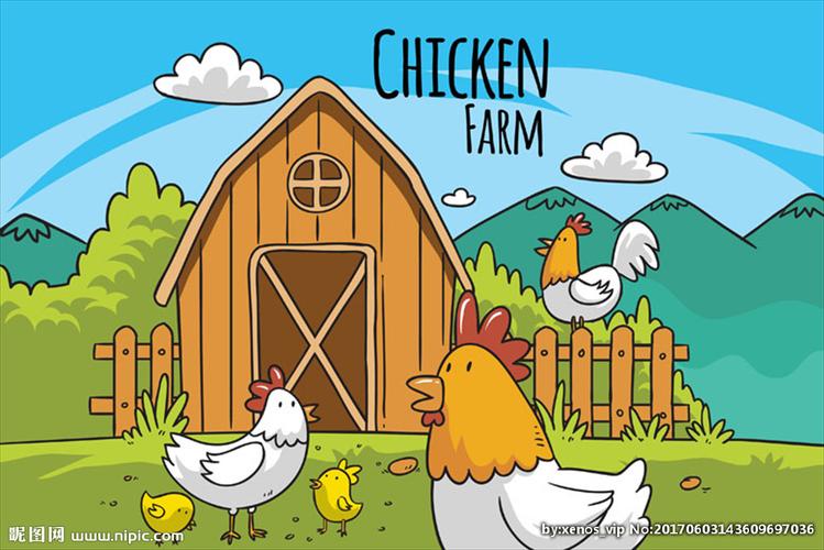手绘卡通农场鸡舍插图图片