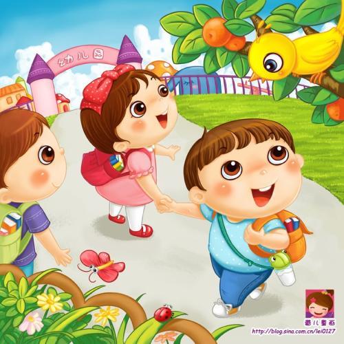 儿童上学路上简笔画简单