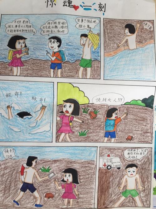 豫基实验小学"防溺水保安全"漫画,手抄报比赛作品展