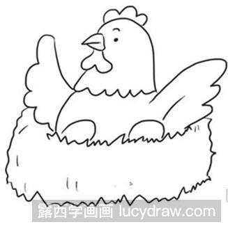 母鸡孵蛋简笔画教程