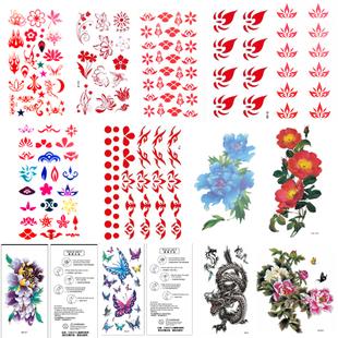 纹身图腾花钿唐朝妆容汉服配饰眉心贴纹饰女士防水纹身贴纸眉心贴