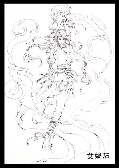 女娲补天手抄报简笔画