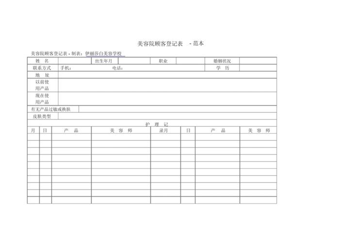 美容院顾客登记表-范本.docx 2页