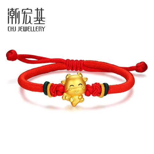 潮宏基弘运牛事事如意黄金手链足金转运珠手绳mq视频