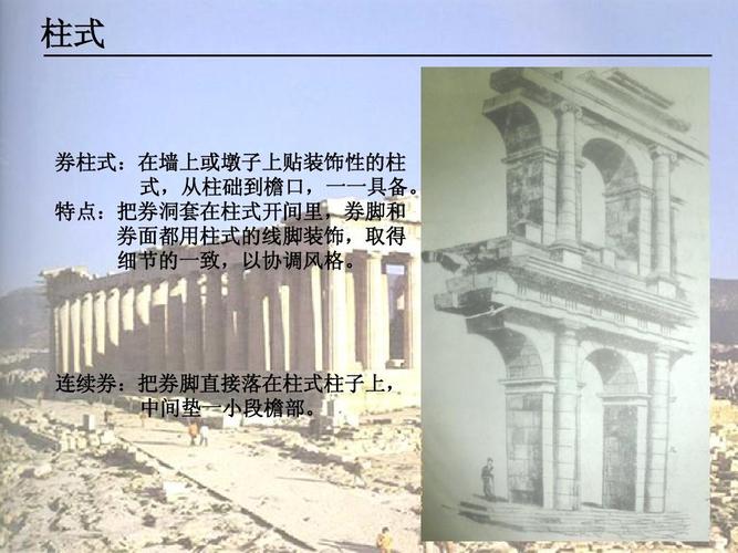 连续券:把券脚直接落在柱式柱子上, 中间垫一小段檐部.